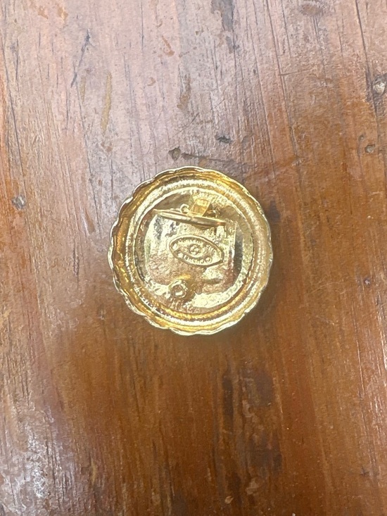 VINTAGE CHANEL Cream and Gold Interlocking CC Button Earrings